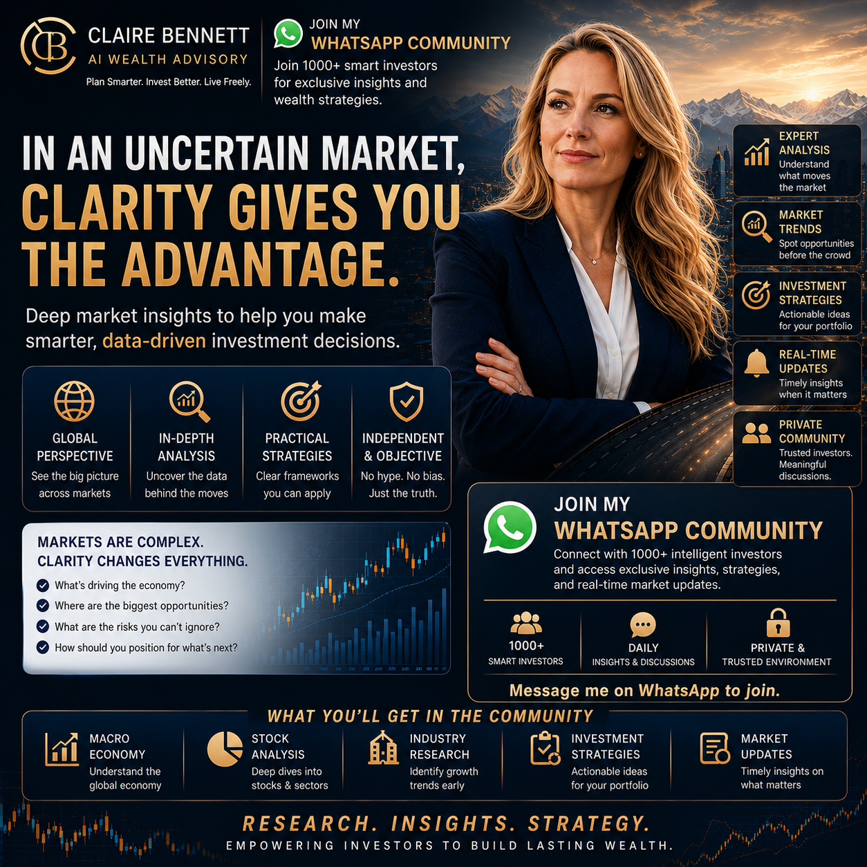 Claire Bennett at a financial conference